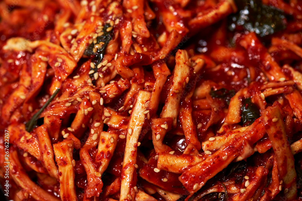 Korean spicy marinated radish pickles Korean spicy marinated radish pickles