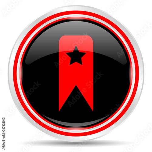 Bookmark icon. Round metal web button, black and red. Free Download Bookmark icon. Round metal web button, black and red. - GFXLoad