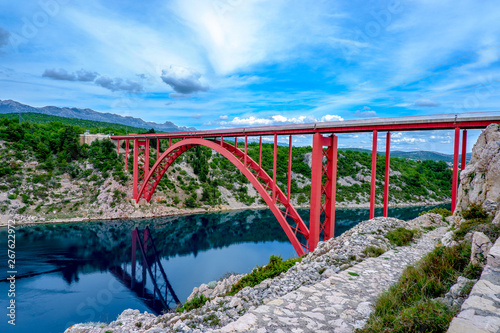 Beautiful red bridge in Croatia