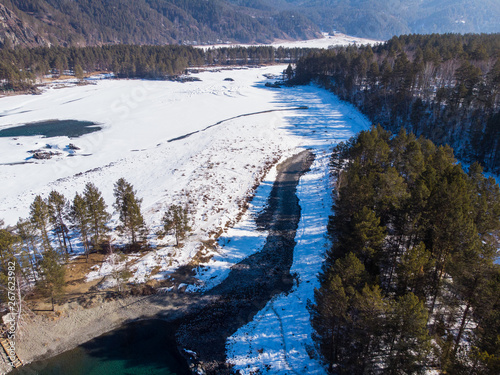 Aerial view of winter blue ...