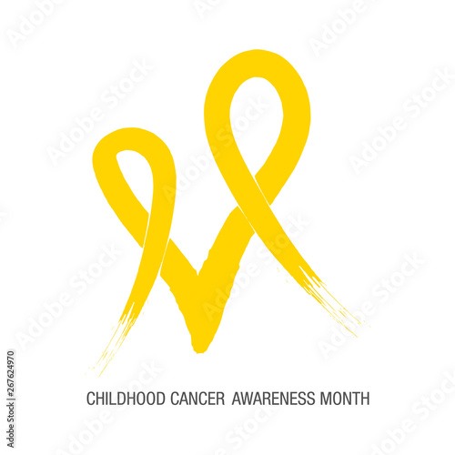 Childhood Cancer Heart symbol yellow  golden ribbon flat shape design isolated on white (ID: 267624970)