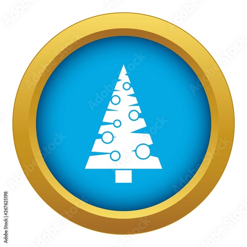 Christmas tree icon blue vector isolated on white background for any design