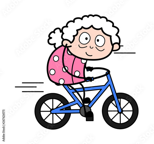 Running Cycle - Old Woman Cartoon Granny Vector Illustration