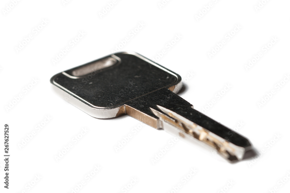 Metal silver key isolated on white background Metal silver key isolated on white background