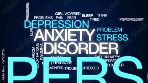 Anxiety disorder animated word cloud. Kinetic typography.