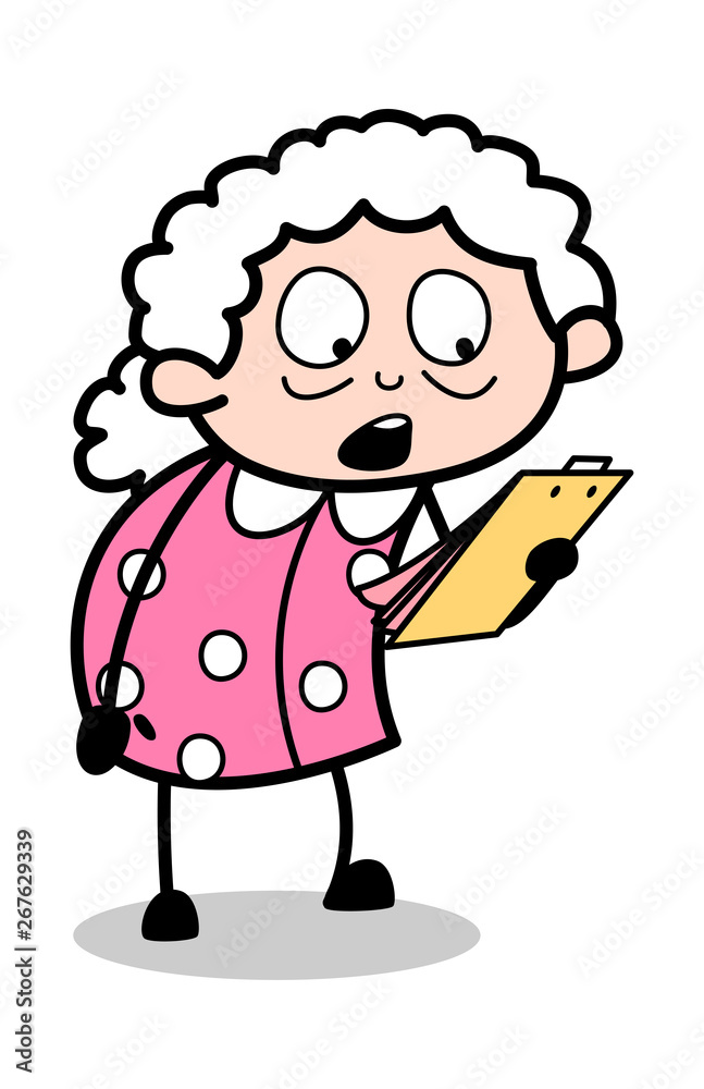 Surprised After Read the Notice - Old Woman Cartoon Granny Vector  Illustration Stock Vector | Adobe Stock