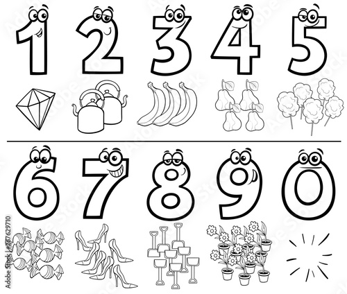 cartoon numbers collection coloring book