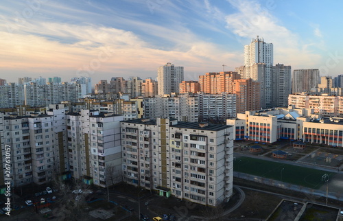 Kyiv town, houses at morning