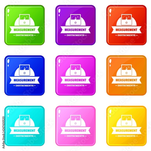 Measurement instrument icons set 9 color collection isolated on white for any design