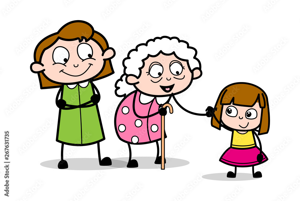 Grandma Giving Advise to Her Grand-Daughter - Old Woman Cartoon Granny  Vector Illustration Stock Vector | Adobe Stock