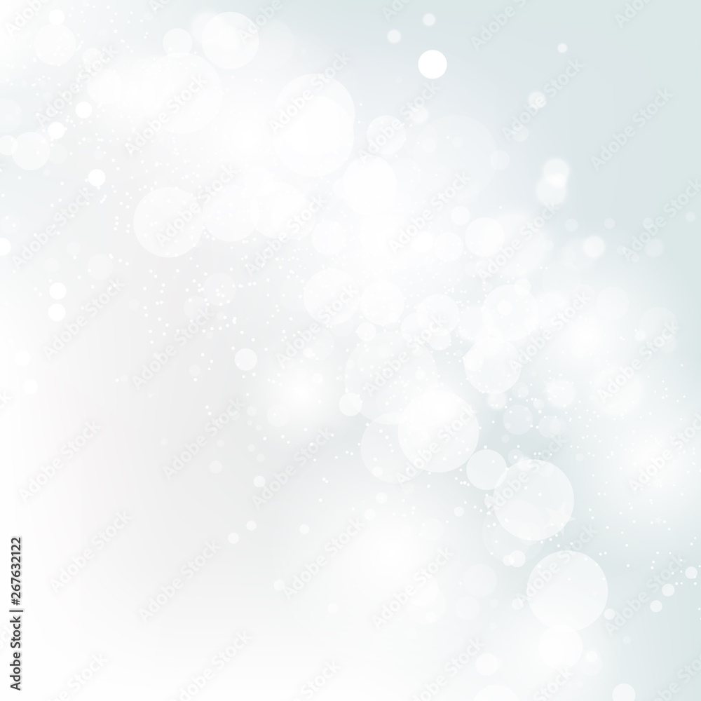 White abstract background, Bokeh stars blurry winter holiday vector