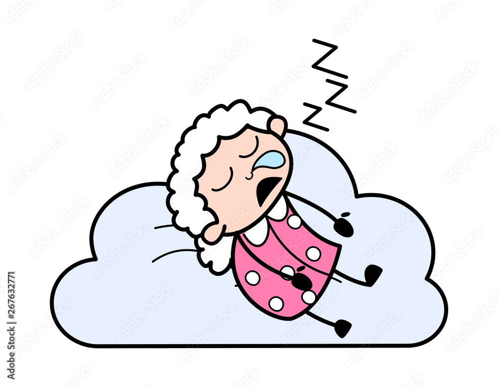 Sleeping and Snoring Old Woman Cartoon Granny Vector Illustration Stock Vector Adobe Stock