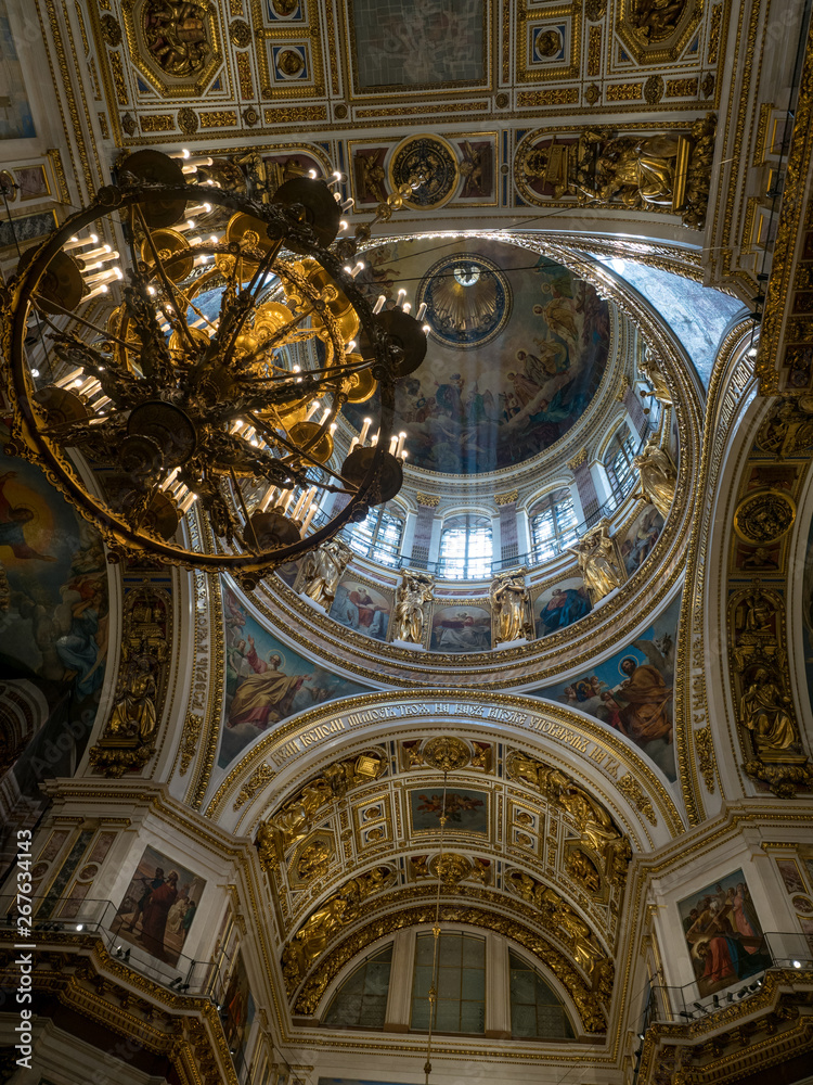 Saint Petersburg, Russia - May, 2019: Details of interior of Saint Isaac's Cathedral or Isaakievskiy Sobor
