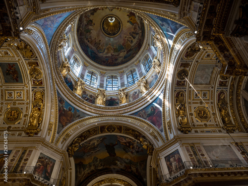 Saint Petersburg, Russia - May, 2019: Details of interior of Saint Isaac's Cathedral or Isaakievskiy Sobor