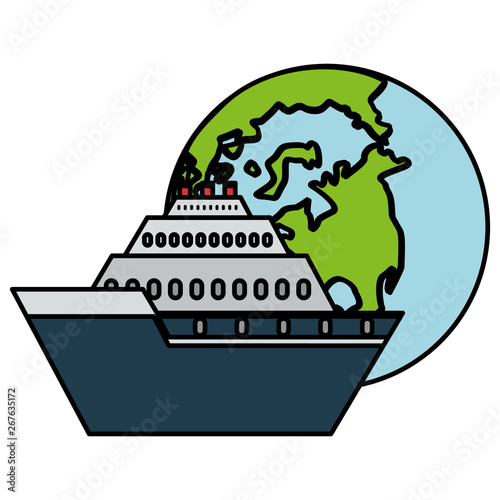 cruise ship travel with world planet