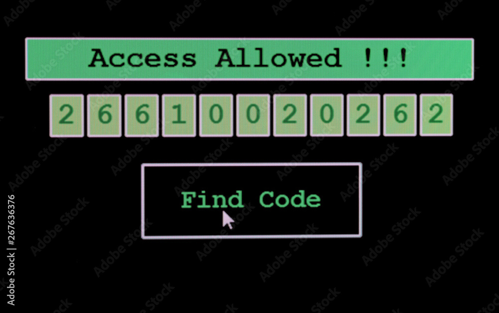 monitor display with text Access Allowed monitor display with text Access Allowed