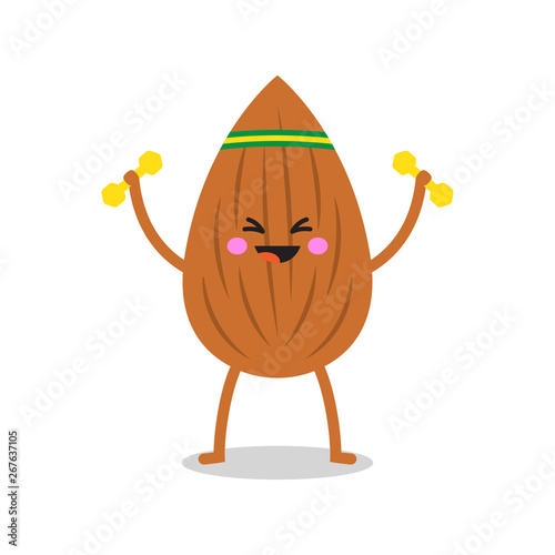 fitness almond nut cartoon character