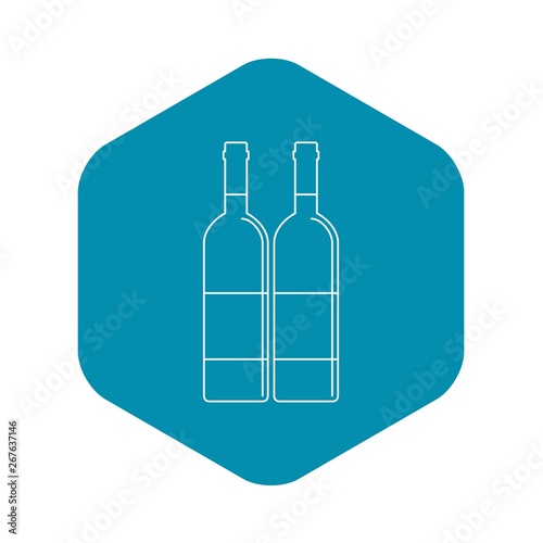 Two wine bottles icon. Outline illustration of two wine bottles vector icon for web