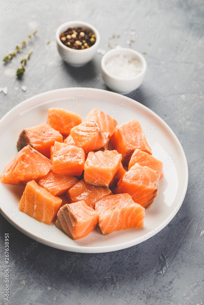 Close up at pieces of Salmon Close up at pieces of Salmon