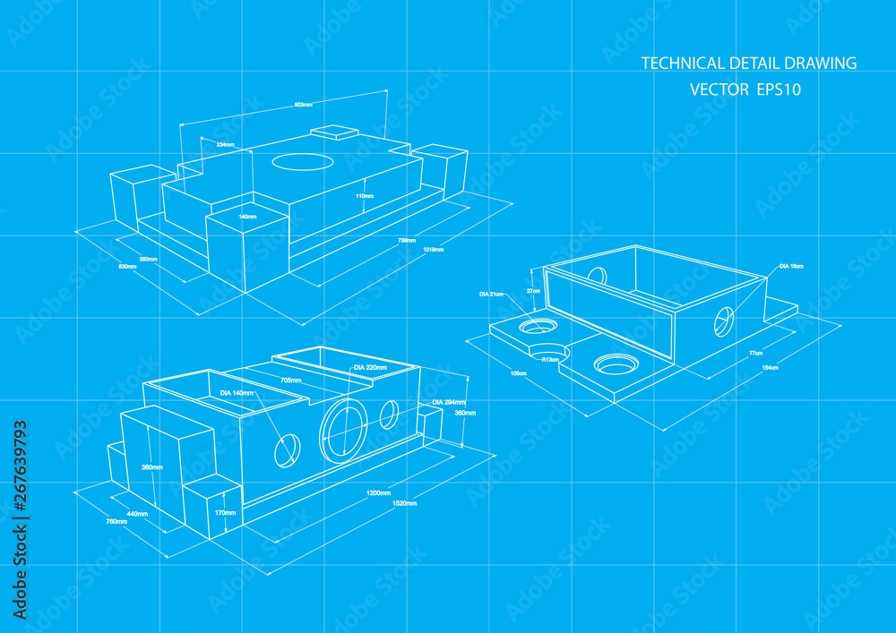 Obraz premium Technical drawing .Vector engineering illustration.Mechanical Engineering drawing .