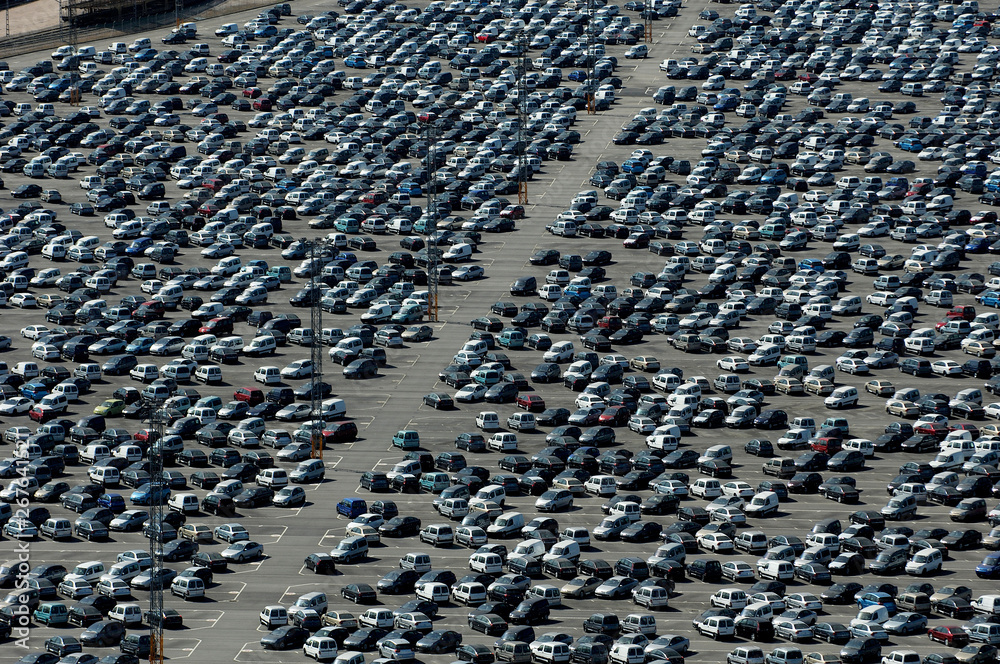 aerial image of a car park	