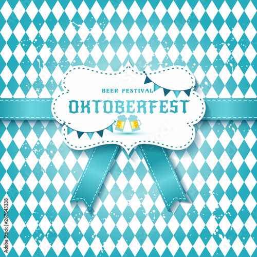 Ceative vector illustration set of labels, badges and design elements on the Oktoberfest beer festival on seamless pattern