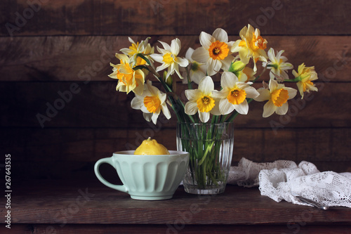 still life with spring flowers, Narcissus.