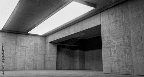 Empty abstract concrete wall and lateral lights, Interior concept background .3d Render