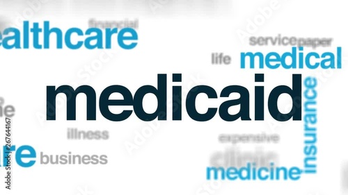 Medicaid animated word cloud. Kinetic typography.