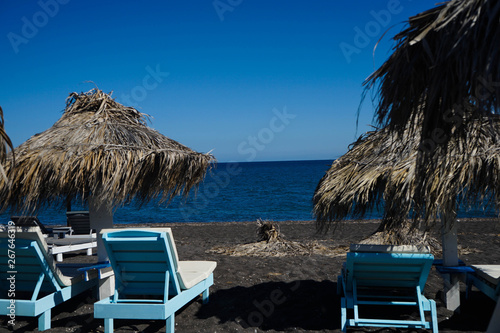 Black beach in Santorini island