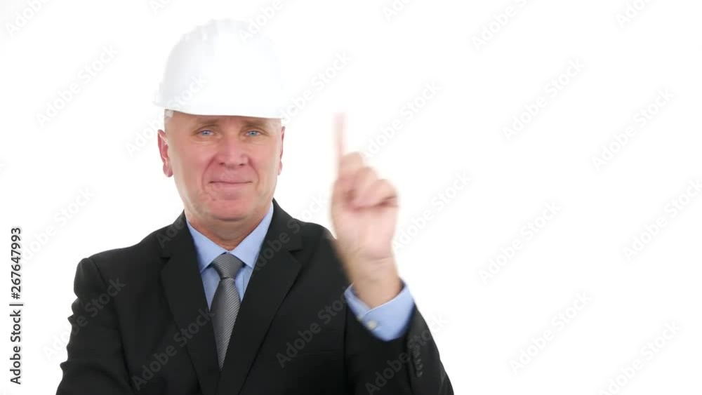 Businessman Wearing Suit and Helmet Smile and Make Deny Sign a No Hand Gestures Businessman Wearing Suit and Helmet Smile and Make Deny Sign a No Hand Gestures