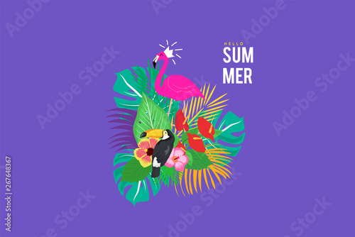 Summer with animal and Tropical leaf