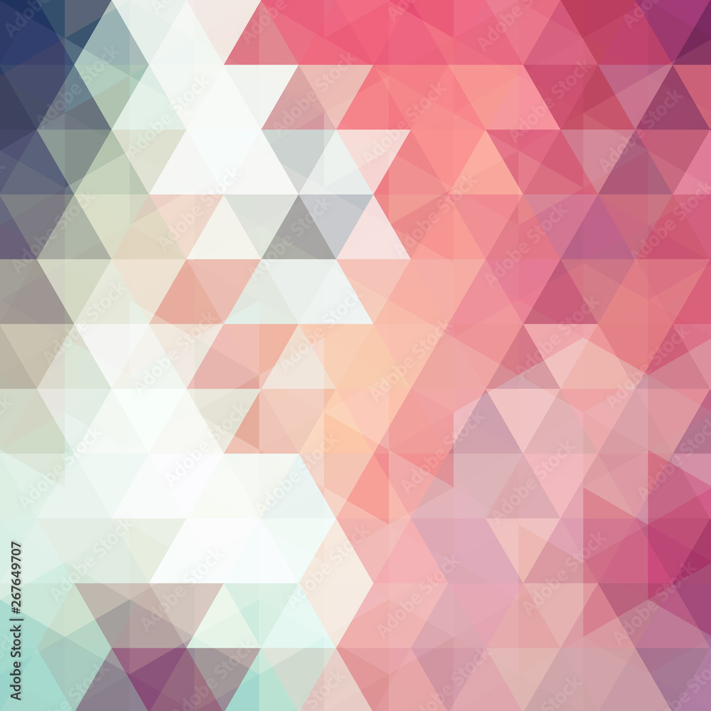Geometric pattern, triangles vector background in pink tones. Illustration pattern