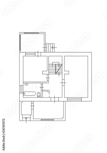 Floor plan 2d. Black&white floor plan. Floorplan