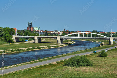Bridge on the river Warta in the city of  Poznan. photo