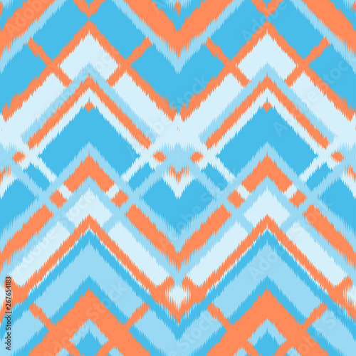 Abstract Ikat and boho style handcraft fabric pattern. Traditional Ethnic design for clothing and textile background, carpet or wallpaper