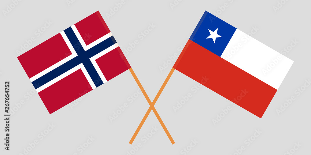 Chile and Norway. Chilean and Norwegian flags