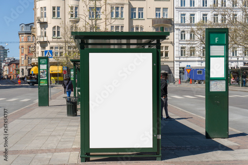 Billboard blank for outdoor advertising poster at a buss stop