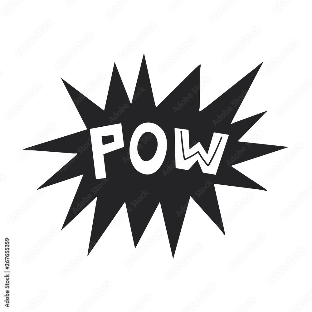 Pow - Super hero cute and fun kids lettering. Perfect for baby prints and nursery posters. Color vector illustration
