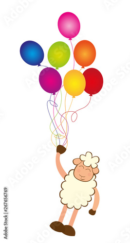 colorful balloons with sheep isolated over white background vect © Gstudio