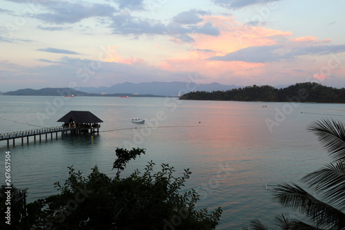 sunset on Gaya Island overlooking the Jetty and Kota Kinabalu (Borneo) - Gaya Island Sabah Malaysia Asia