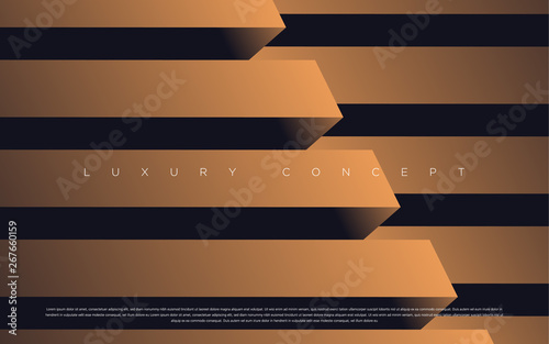 Black premium background with luxury dark gold bullion and golden line. Rich background for poster premium design. - Vector