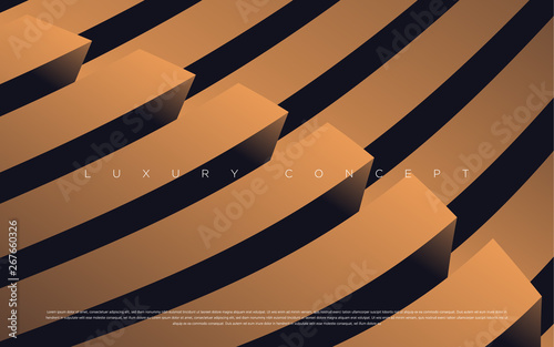 Black premium background with luxury dark gold bullion and golden line. Rich background for poster premium design. - Vector
