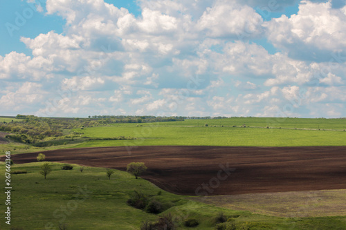 rural landscape with field and blue sky