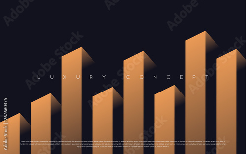 Black premium background with luxury dark gold bullion and golden line. Rich background for poster premium design. - Vector