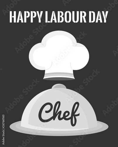 chef hat uniform with tray server