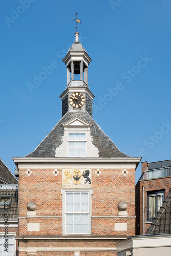 Gate Waterpoort with tower and clock. Tiel, The Netherlands