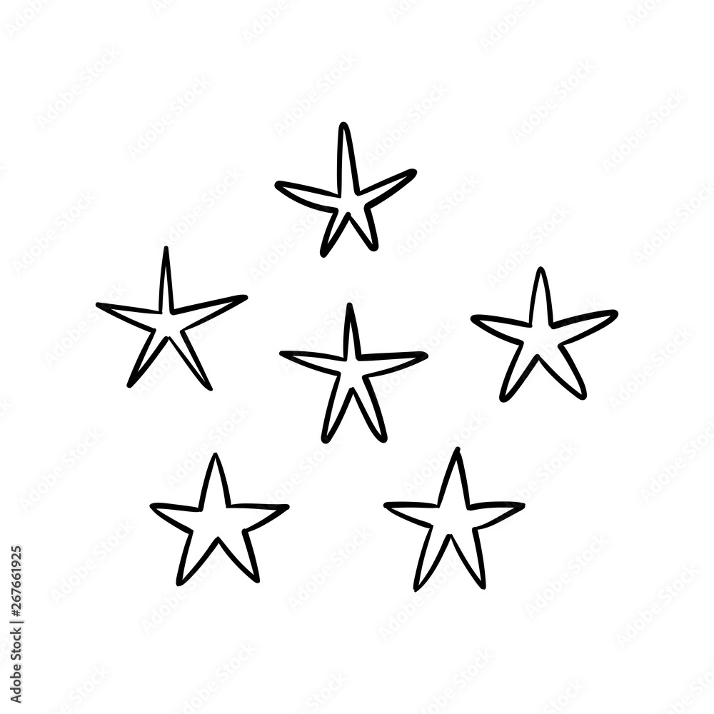 Obraz premium Hand drawn star doodle, linear vector illustration