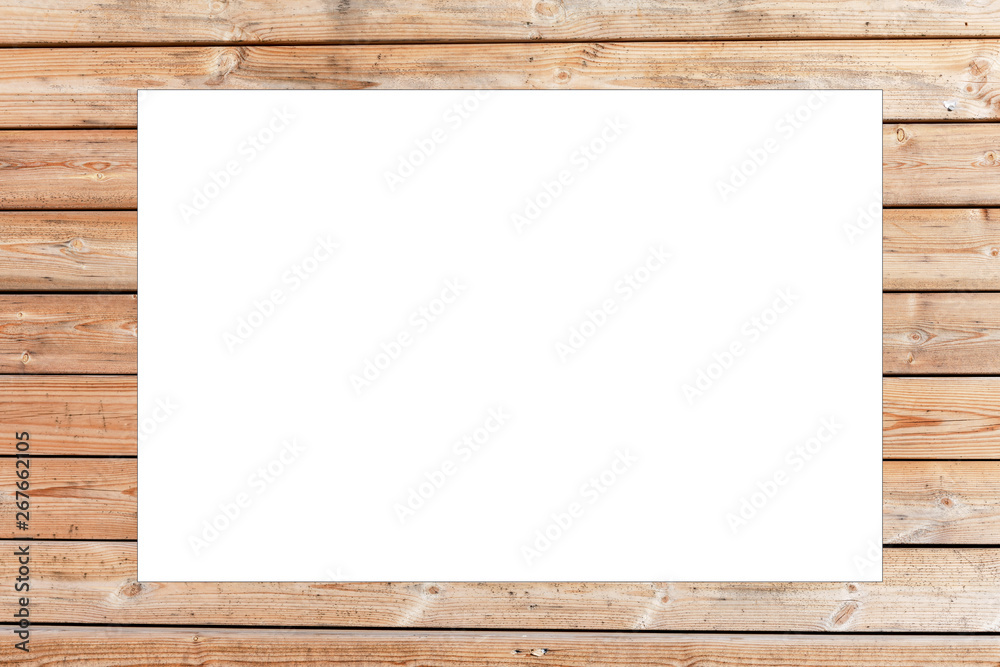 big empty poster on wooden fence from natural planks, mock-up big empty poster on wooden fence from natural planks, mock-up