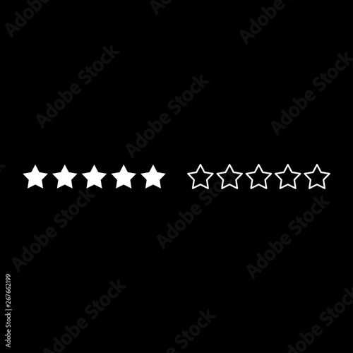 Five stars 5 stars rating concept icon outline set white color vector illustration flat style image